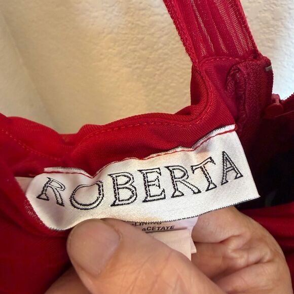 Roberta Bridal Red Twisted Bodice Maxi Dress M - Picture 4 of 6